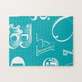 青い背景の装飾文字 ジグソーパズル (横)