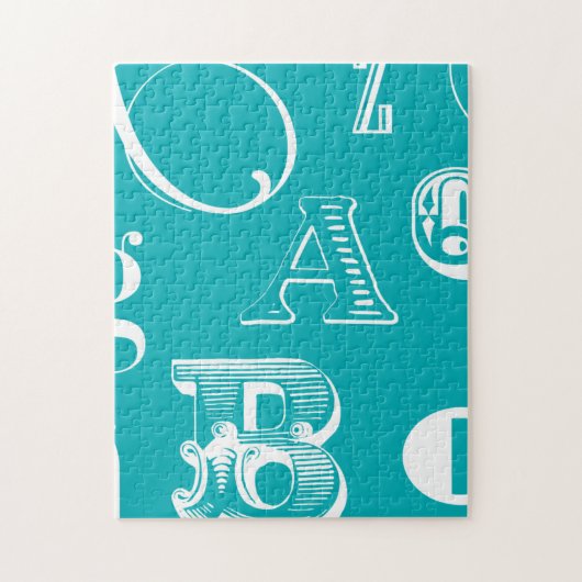 青い背景の装飾文字 ジグソーパズル (縦)