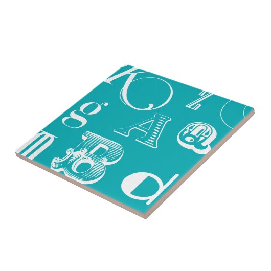 青い背景の装飾文字 タイル (側面)