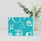 青い背景の装飾文字 ポストカード (スタンド正面)