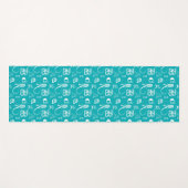 青い背景の装飾文字 ヨガマット (正面(横))