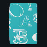 青い背景の装飾文字 iPad MINIカバー<br><div class="desc">青い背景の装飾文字のこのプリントを購入すると、本物のアルファベットスープが待っている。Vision Studioの作成は、子供の素晴らし部屋や彼らの遊び部屋に追加されるだろう。今日プリントだ！</div>