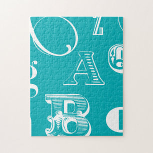 青い背景の装飾的な手紙 ジグソーパズル