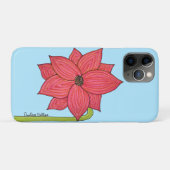 青い背景の赤い星の花 Case-Mate iPhoneケース (裏面(横))