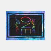 青い背景の軽い愛の毛布 フリースブランケット (正面(横))