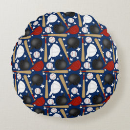 青い背景の野球 ラウンドクッション