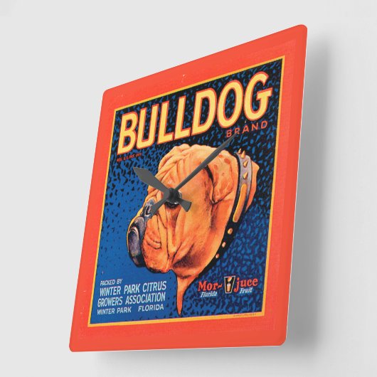 青い背景の雄牛 スクエア壁時計 (傾斜)