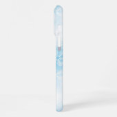 青い背景の雪の結晶とライト iPhoneケース (左側面)