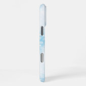 青い背景の雪の結晶とライト iPhoneケース (右側面)