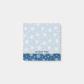 青い背景の雪の結晶模様 ポストイット (正面)