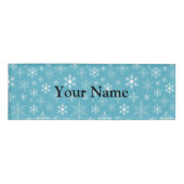 青い背景の雪片 名札 (正面)