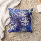 青い背景の雪 クッション (ブランケット)
