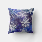 青い背景の雪 クッション (裏面)