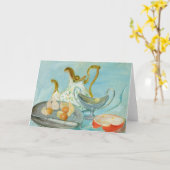 青い背景の静物画 | タデウスマコフスキー カード (黄色い花)