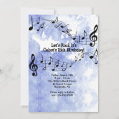 青い背景の音符 招待状 (正面)