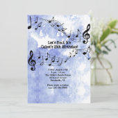 青い背景の音符 招待状 (スタンド正面)