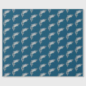 青い背景の魚 ラッピングペーパー (フラット)