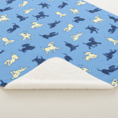 青い背景の黄色と黒のラボパピー シェルパブランケット (3/4)