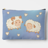 青い背景の２匹の可愛い子羊 アクセサリーポーチ (正面)