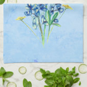 青い背景のBluebonnet キッチンタオル (折り畳み)