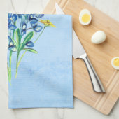青い背景のBluebonnet キッチンタオル (四つ折り)