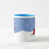 青い背景はそれがマグクリスマスの雪が降るようにしました マグカップ (中央)