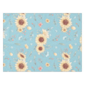 青い背景を持つひまわり テーブルクロス (正面(横))