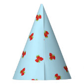 青い背景を持つイチゴをテーマにしたパーティー帽子 パーティーハット (裏面)