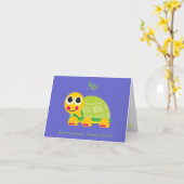 青い背景を持つカメNotecard カード (黄色い花)