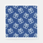 青い背景を持つクリスマスホワイトプレゼント スタンダードランチョンナプキン (正面)