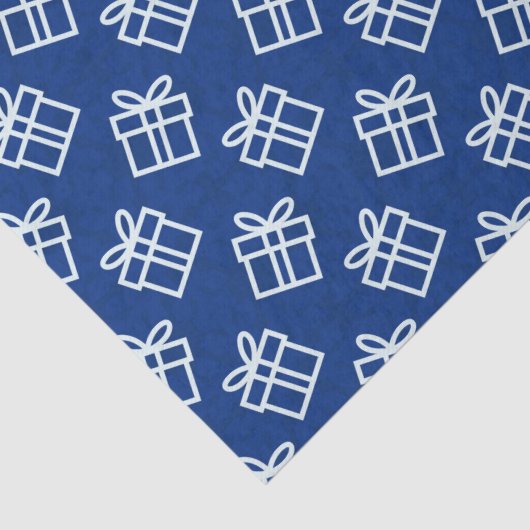 青い背景を持つクリスマスホワイトプレゼント 薄葉紙 (詳細)