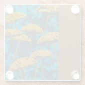 青い背景を持つゴールデンヤロー庭園 ガラスコースター (裏面)