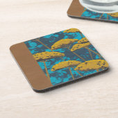 青い背景を持つゴールデンヤロー庭園 コースター (左側)