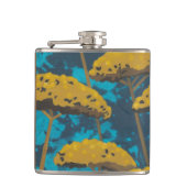 青い背景を持つゴールデンヤロー庭園 フラスク (正面)