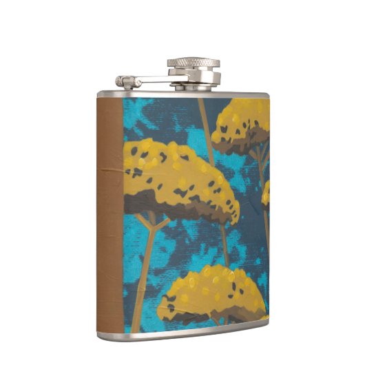 青い背景を持つゴールデンヤロー庭園 フラスク (右)