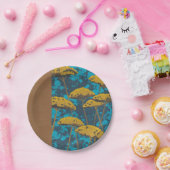 青い背景を持つゴールデンヤロー庭園 ペーパープレート (パーティー)