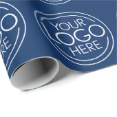 青い背景を持つビジネスロゴのみ ラッピングペーパー (ロールコーナー)