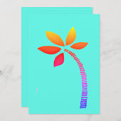 青い背景を持つレインボーパームツリースケッチ シーズンカード (正面/裏面)