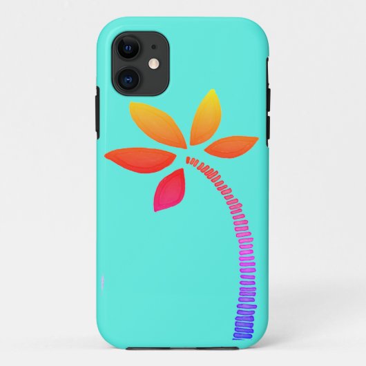 青い背景を持つレインボーパームツリースケッチ Case-Mate iPhoneケース (裏面)