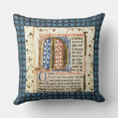 青い背景を持つ照明された原稿の枕 クッション (裏面)