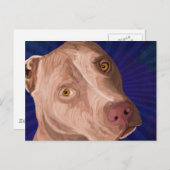 青い背景を持つ赤い鼻ピットブル ポストカード (正面/裏面)