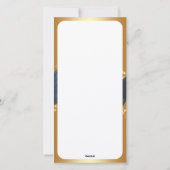 青い背景を持つ金色のクリスマスの動機…ホー シーズンカード (裏面)