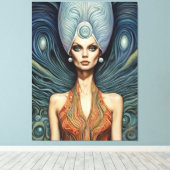 青い背景エイリアン キャンバスプリント (インサイチュ (ウッドフロア))