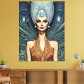 青い背景エイリアン キャンバスプリント (インサイチュ (リビング))