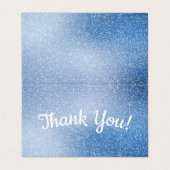 青い背景グリッターのシルバーサンキューカード (外部フラット)