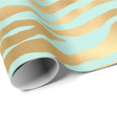 青い背景ストライプに美しく金色の ラッピングペーパー (ロールコーナー)