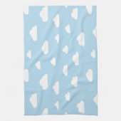 青い背景パターンの白い漫画の雲 キッチンタオル (縦)