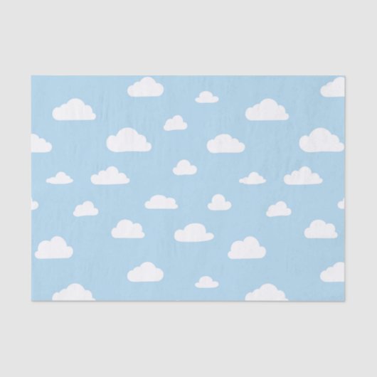 青い背景パターンの白い漫画の雲 薄葉紙 (正面)