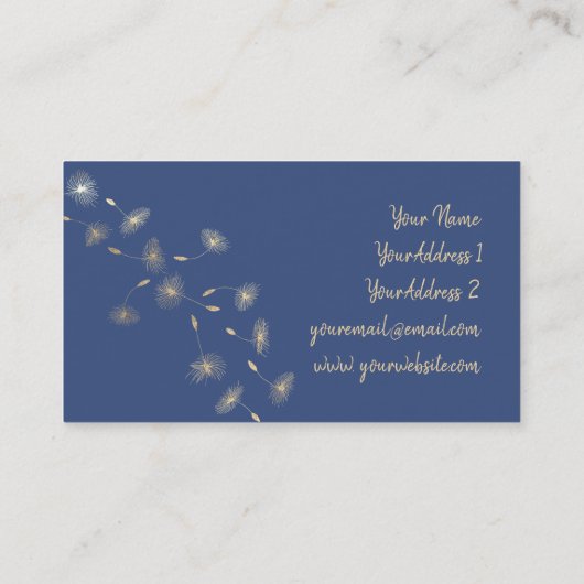 青い背景フェイクに金ゴールドホイルのタンチョウ 名刺 (裏面)