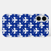 青い背景フルーアデリスパターンデザイン Case-Mate iPhoneケース (裏面 (横))